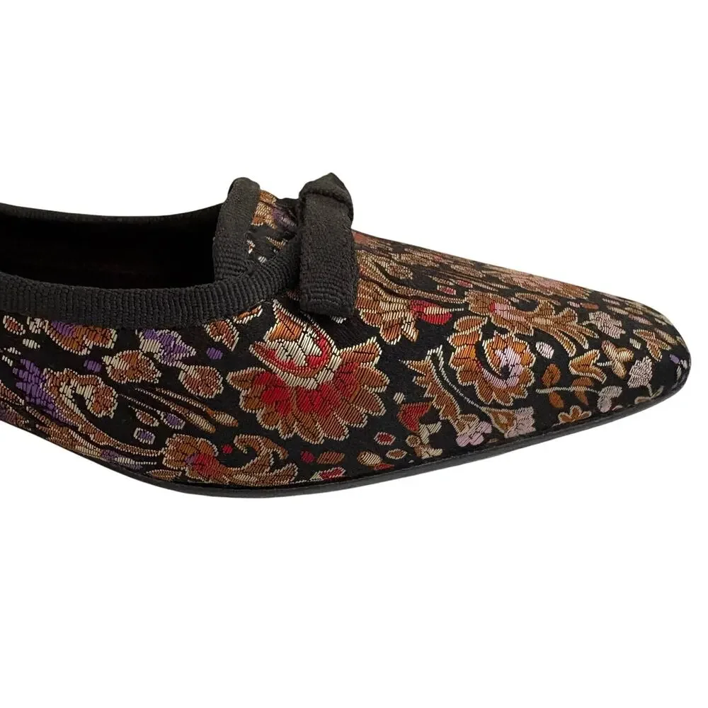 Talbots Metallic Satin Tapestry Brocade Ballet Flats Shoes Medieval Renaissance
